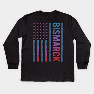 Blue Red Flag - Bismarck Kids Long Sleeve T-Shirt